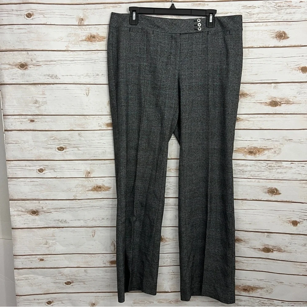 White House Black Market Gray Black Blue Plaid Bootcut Career Pants